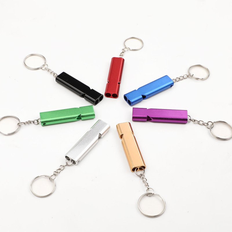 Outdoor mountaineering wilderness survival whistle aluminum alloy metal double hole high frequency tweeter whistle