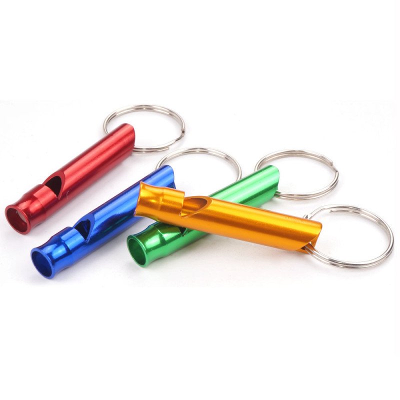 Outdoor mountain climbing wild survival whistle aluminum alloy metal high frequency treble whistle wholesale round small whistle