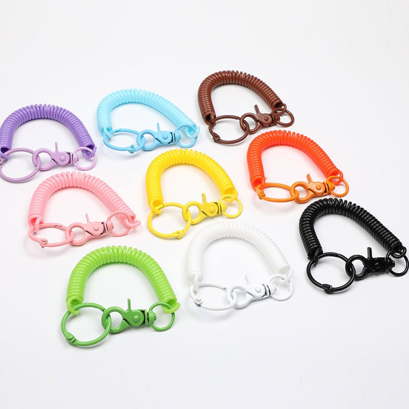 Outdoor mountaineering and camping anti-lost keychain fishing rope spring phone cord mobile phone anti-lost rope