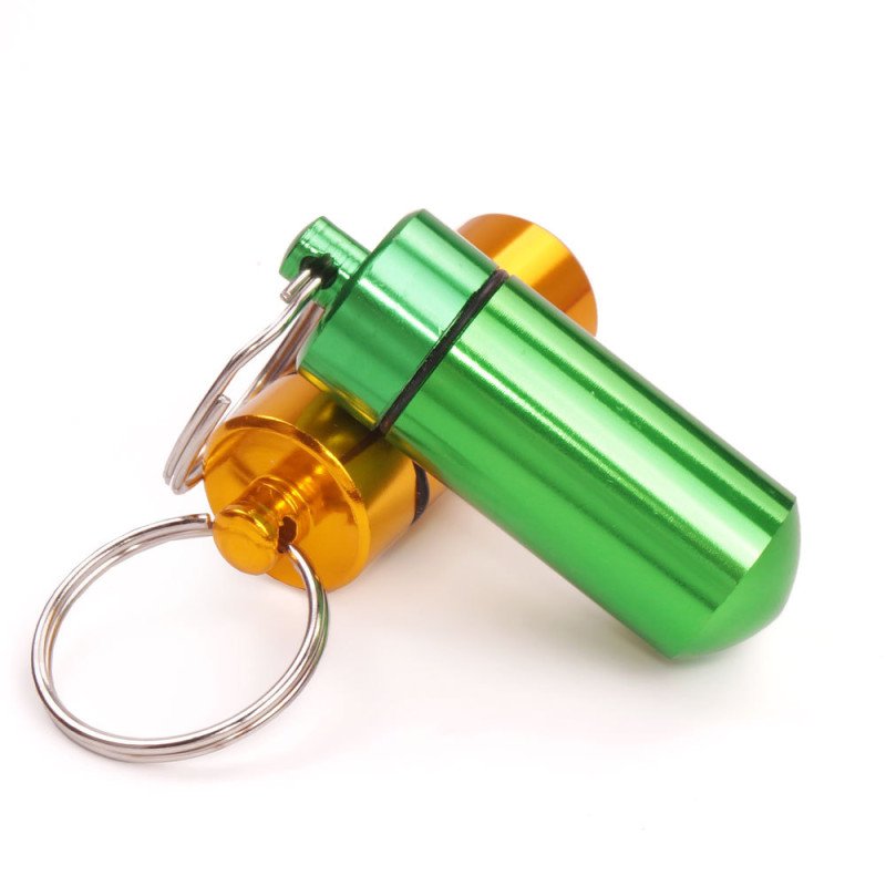 Outdoor travel portable waterproof aluminum alloy small pill box metal pill keychain pill bottle sealed compartment
