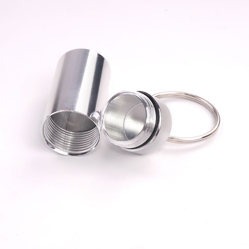 Outdoor travel portable waterproof aluminum alloy small pill box metal pill keychain pill bottle sealed compartment