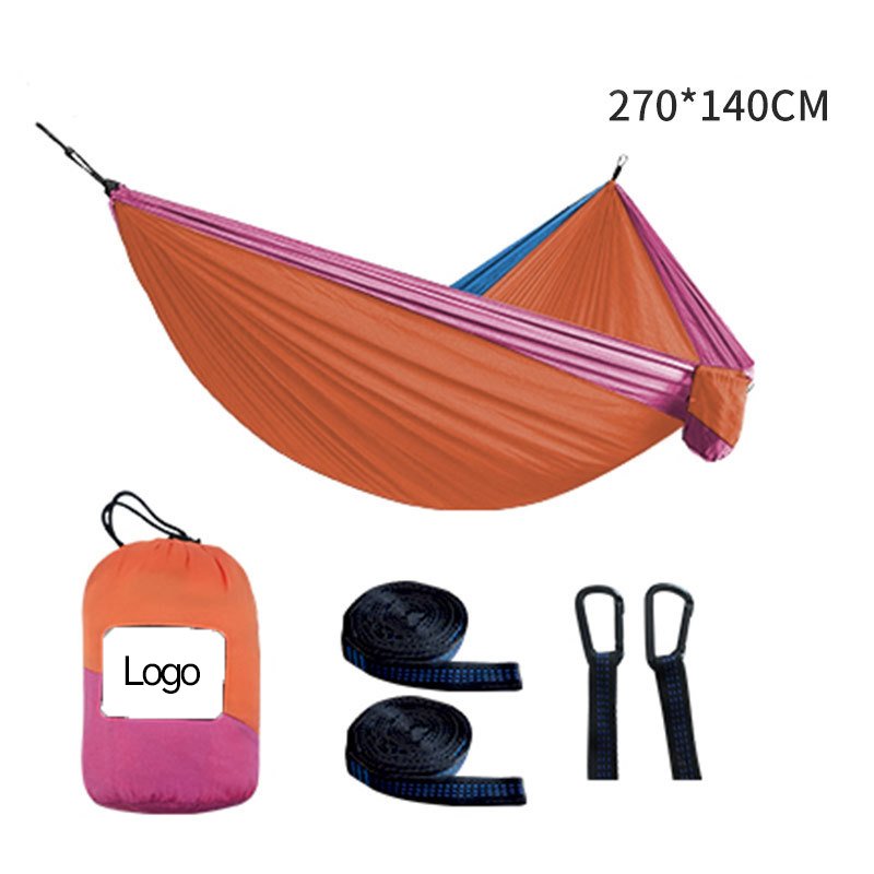 Outdoor color-blocked nylon parachute cloth double 300*200 camping hammock