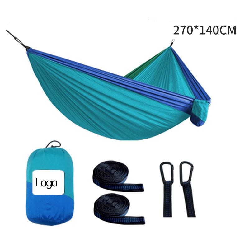 Outdoor color-blocked nylon parachute cloth double 300*200 camping hammock
