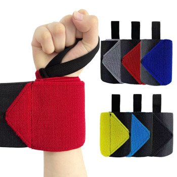 Sports fitness compression bandage wristband thickened nylon solid color weightlifting deadlift bench press wrapped strap wristband