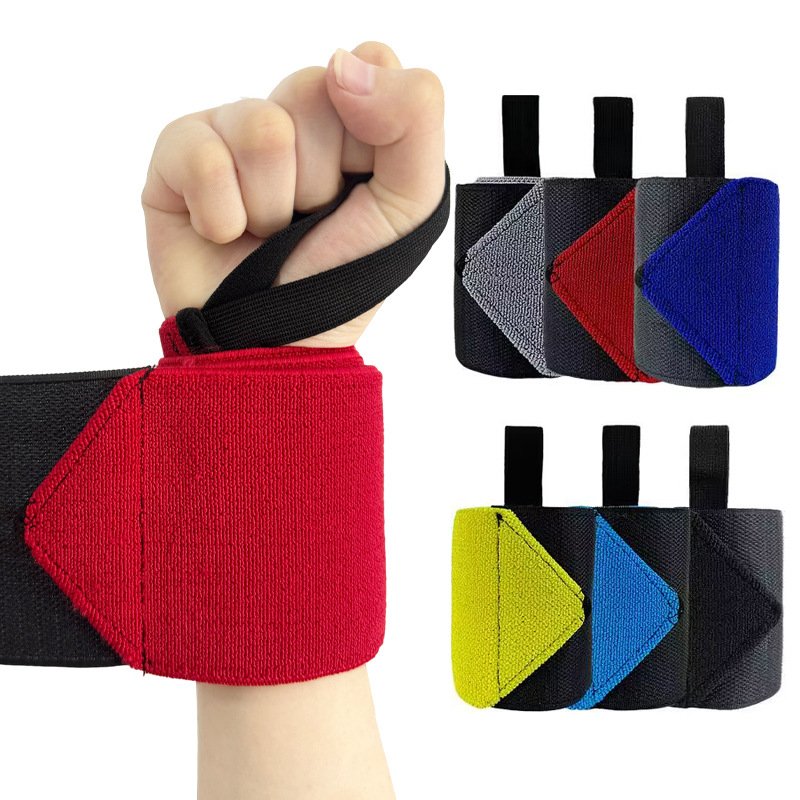 Sports fitness compression bandage wristband thickened nylon solid color weightlifting deadlift bench press wrapped strap wristband