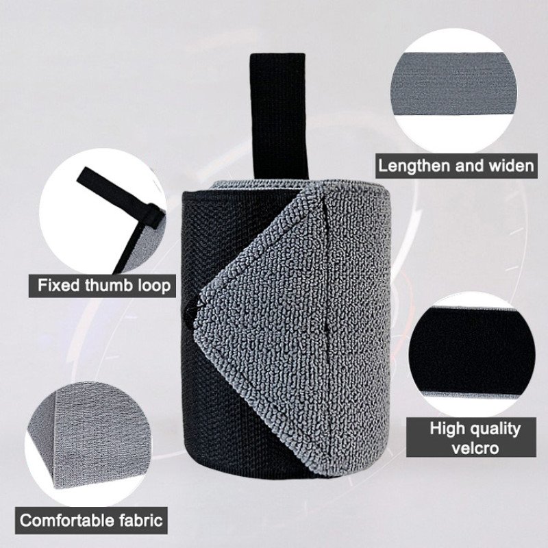 Sports fitness compression bandage wristband thickened nylon solid color weightlifting deadlift bench press wrapped strap wristband