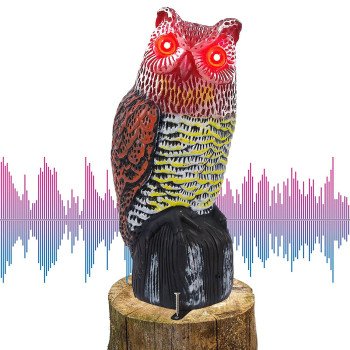 Outdoor courtyard imitation plastic owl (eyes can light up and make sounds) solar animal repeller