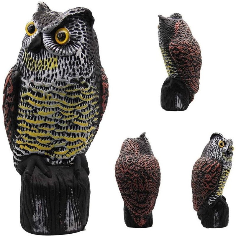 Outdoor courtyard imitation plastic owl (eyes can light up and make sounds) solar animal repeller
