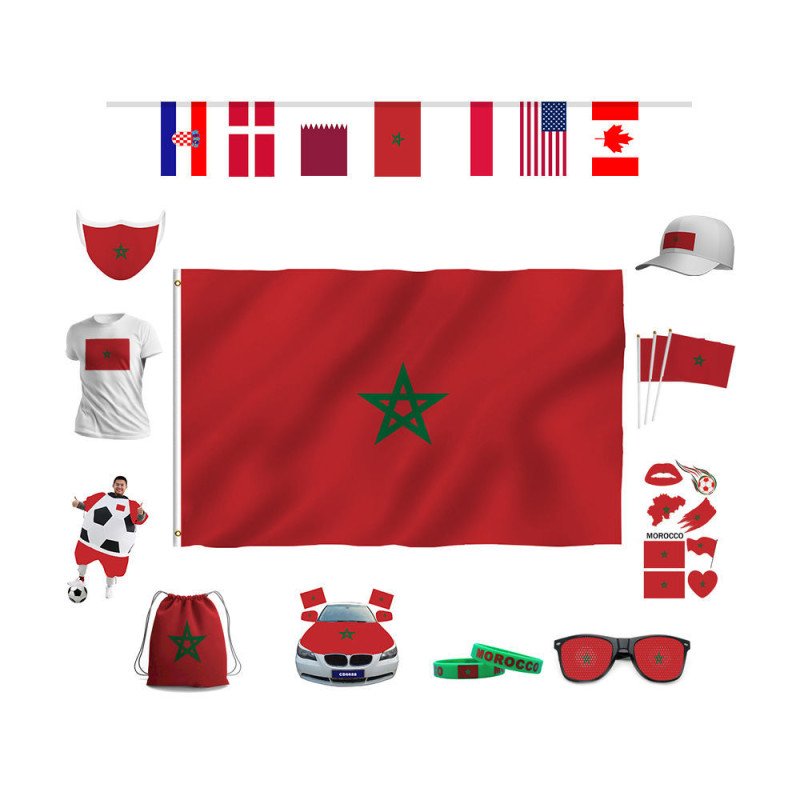 Moroccan National Day flag, hand-waving flag, stringing flag, car flag, fans backpack, mask, foreign trade campaign flag
