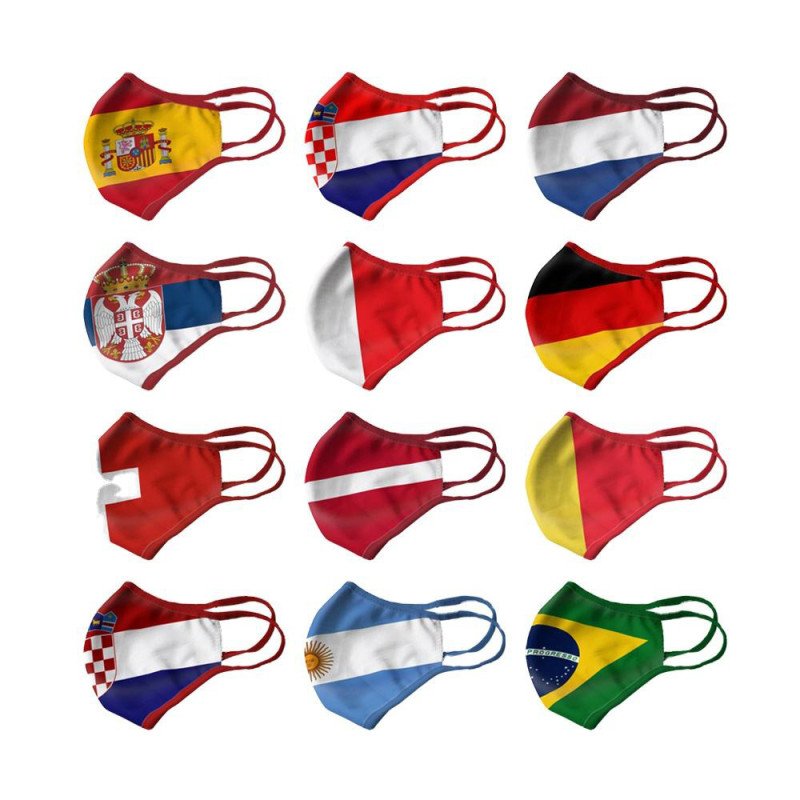Football World Cup Masks European Cup Fans Breathable Sunscreen and Dustproof Masks Washable Flag Pattern Masks