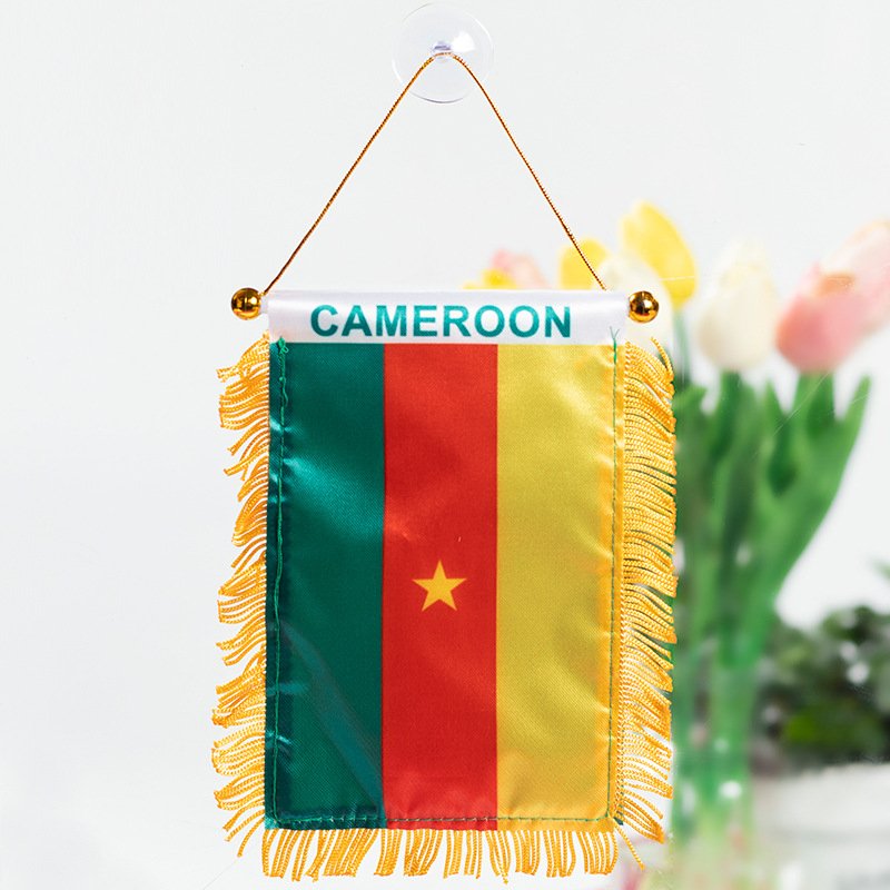 National Day mini flag double-sided satin flag car rearview mirror suction cup pendant tassel mini flag
