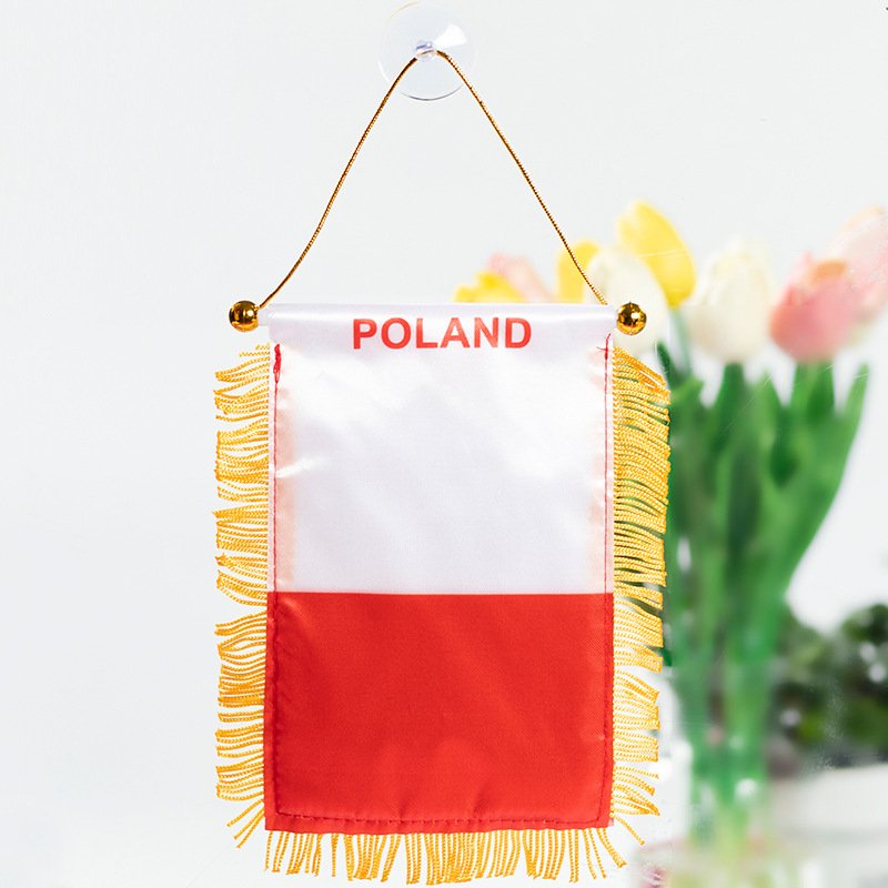 National Day mini flag double-sided satin flag car rearview mirror suction cup pendant tassel mini flag