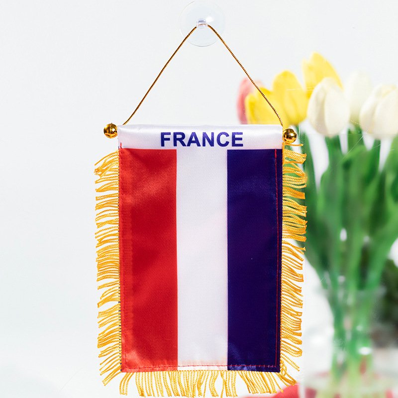 National Day mini flag double-sided satin flag car rearview mirror suction cup pendant tassel mini flag