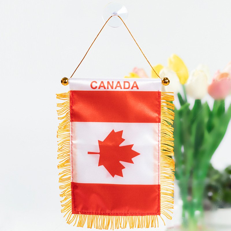 National Day mini flag double-sided satin flag car rearview mirror suction cup pendant tassel mini flag