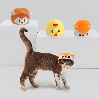 Cute plush cartoon animals, cute and cute cat headgear with Velcro, easy to remove and washable small headgear