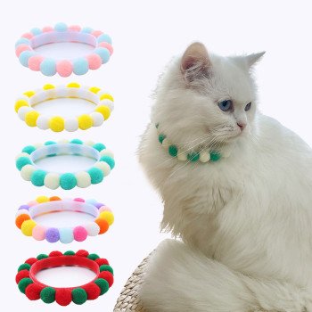 Cat Toy Pet Colored Macaron Ball Self-Adhesive Cat Collar Necklace Cat Toy