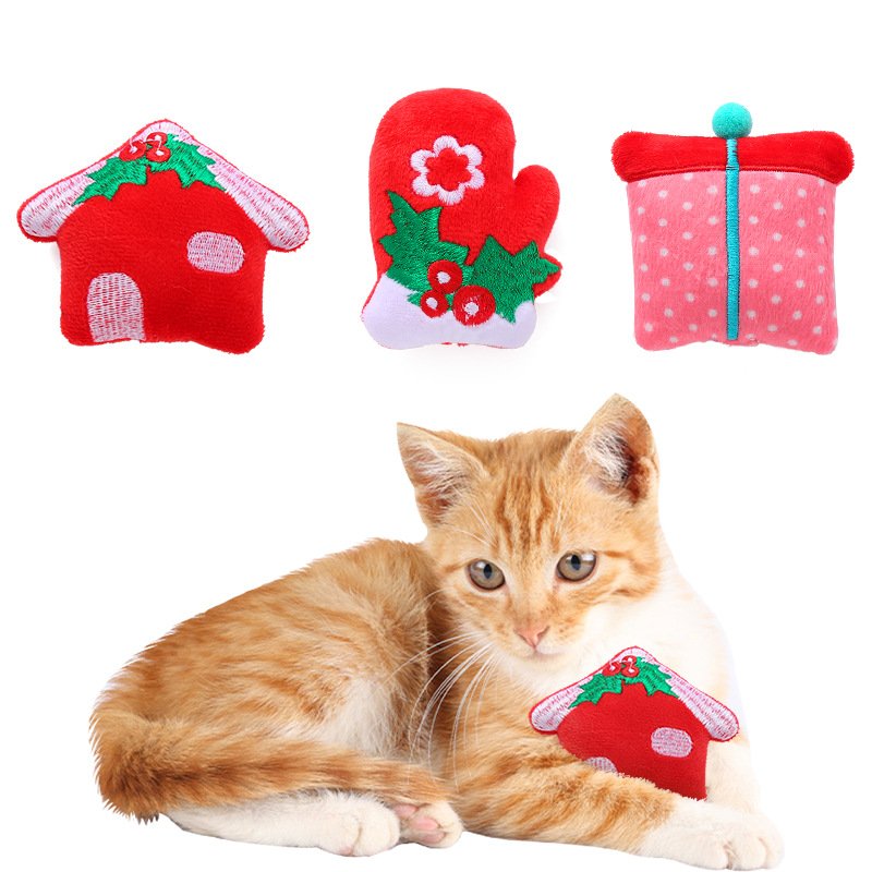 Pet supplies cat toys Christmas series cute small plush toys catnip cat self-pleasure toys