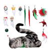 Pet Products Factory Cross-Border Christmas Series Feather Plush Replacement Head Interactive Play Cat Chase Toy