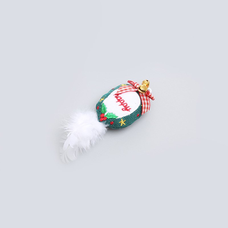 Pet Products Factory Cross-Border Christmas Series Feather Plush Replacement Head Interactive Play Cat Chase Toy