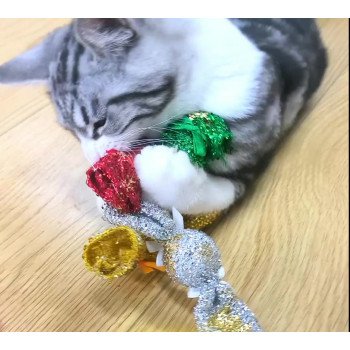 Cat toys Christmas candy bright silk candy built-in bell interactive cat self-pleasure toys pet supplies