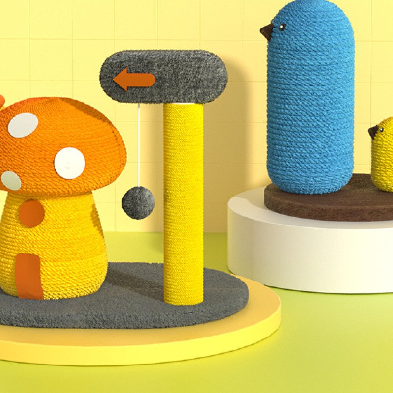 Mushroom house cat climbing frame sisal cat scratching board resistant to scratching claws kitten jumping platform cat scratching post pet cat toy