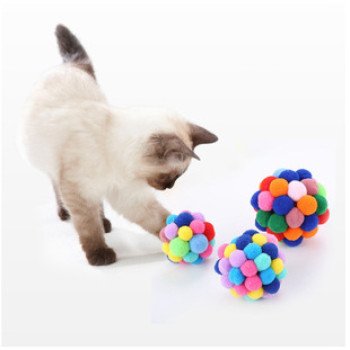 Cat Toys Colorful Handmade Bell Balls Bouncy Balls Cat Self-Happiness Toys Pet Supplies Wholesale