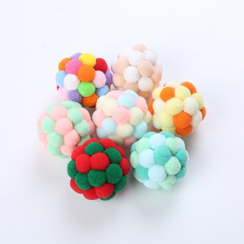 Cat Toys Colorful Handmade Bell Balls Bouncy Balls Cat Self-Happiness Toys Pet Supplies Wholesale