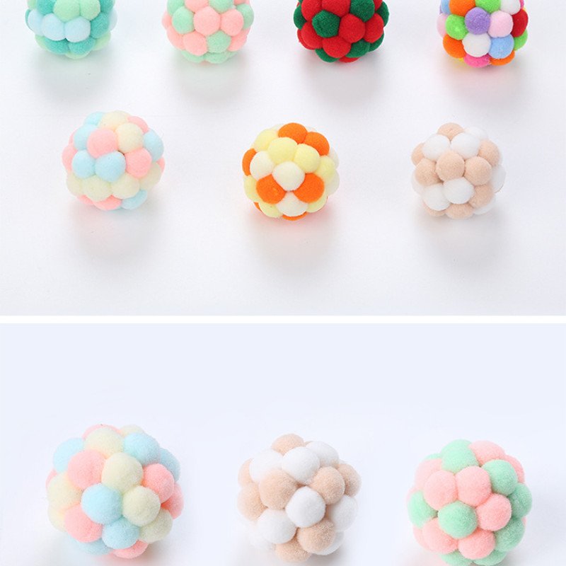 Cat Toys Colorful Handmade Bell Balls Bouncy Balls Cat Self-Happiness Toys Pet Supplies Wholesale