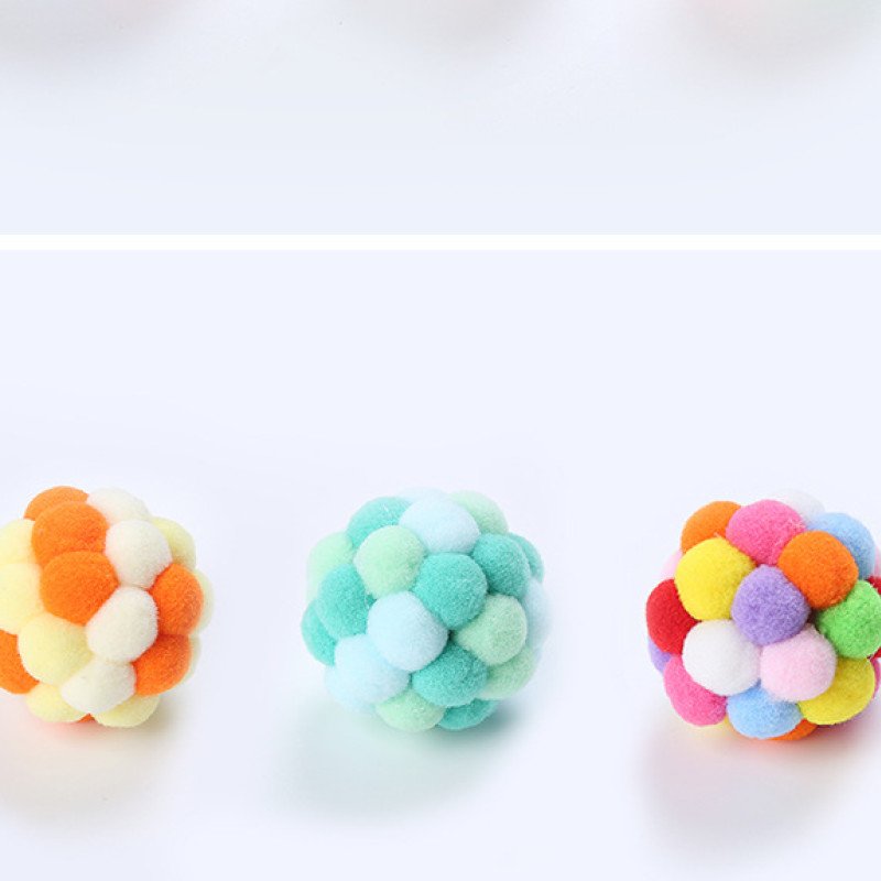 Cat Toys Colorful Handmade Bell Balls Bouncy Balls Cat Self-Happiness Toys Pet Supplies Wholesale