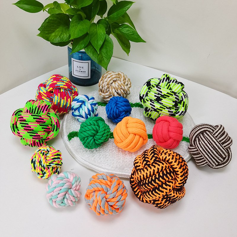 Pets Medium and Large Dog Bite Resistant Toy Ball Teething Cotton Rope Dog Toy Teething Knot Wholesale