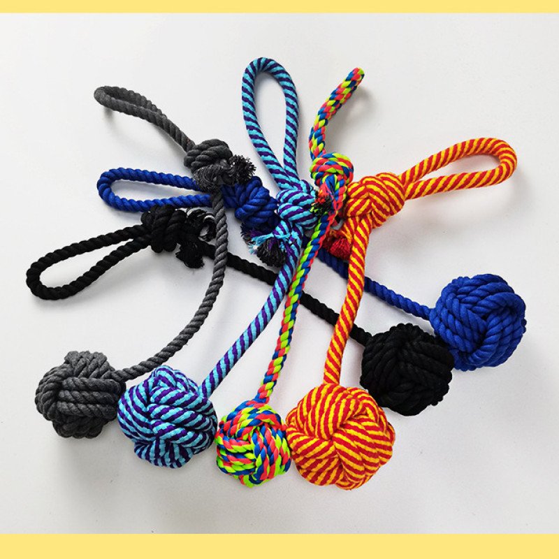 Interactive dog toy pet chewing resistant cotton rope braided hanging ball to relieve boredom chewing rope