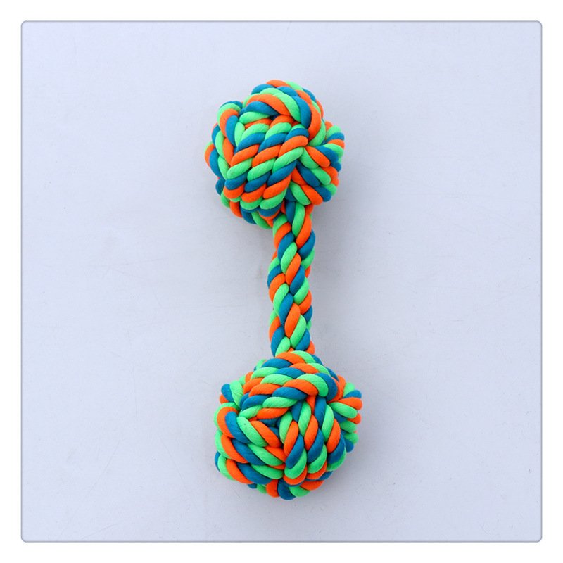 Pet Toy Cotton Rope Dumbbell Rope Knot Ball Dog Toy Molar Teeth Cleaning Colorful Dog Bite Rope