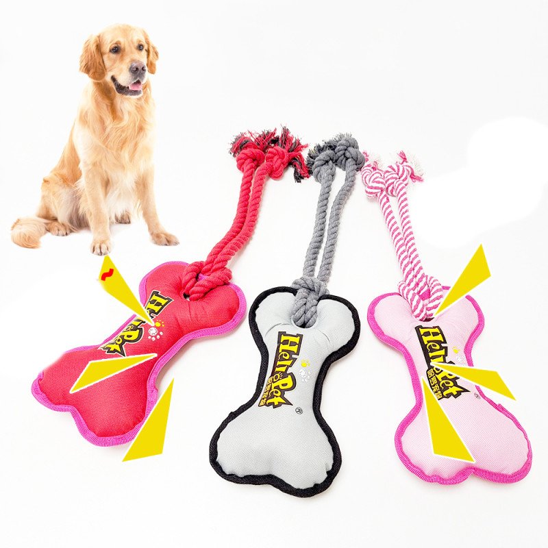 Pet supplies customized dog cotton rope toys sound teething teeth cleaning toys fabric bones