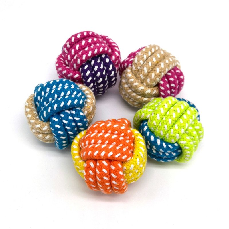 Pet toys two-color candy cotton rope ball teeth cleaning and bite-resistant toy rope knot dog toy dog ??toy
