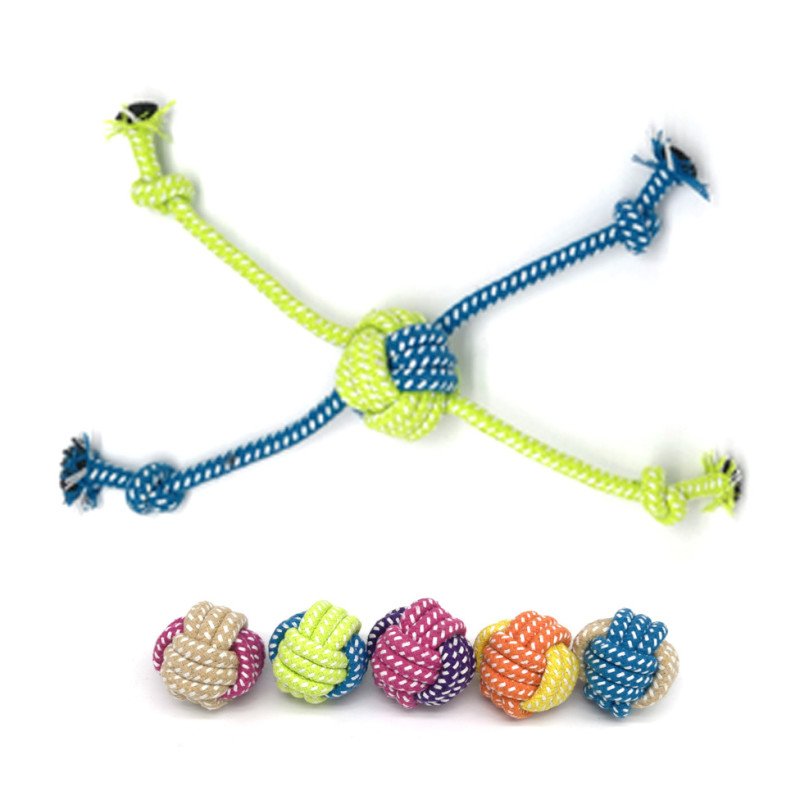 Pet toys two-color candy cotton rope ball teeth cleaning and bite-resistant toy rope knot dog toy dog ??toy