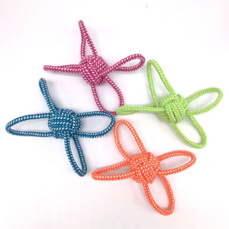 Pet toys two-color candy cotton rope ball teeth cleaning and bite-resistant toy rope knot dog toy dog ??toy