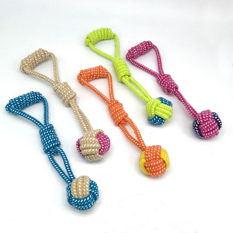 Pet toys two-color candy cotton rope ball teeth cleaning and bite-resistant toy rope knot dog toy dog ??toy