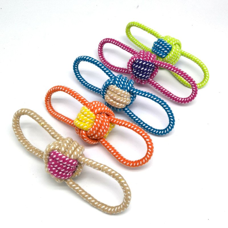 Pet toys two-color candy cotton rope ball teeth cleaning and bite-resistant toy rope knot dog toy dog ??toy