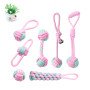 Pet candy-colored rope toy, dog bite-resistant teeth cleaning, pet rope two-color cotton ball