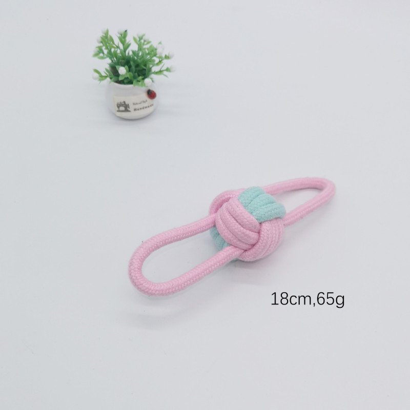 Pet candy-colored rope toy, dog bite-resistant teeth cleaning, pet rope two-color cotton ball