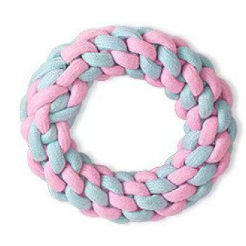 Pet candy-colored rope toy, dog bite-resistant teeth cleaning, pet rope two-color cotton ball