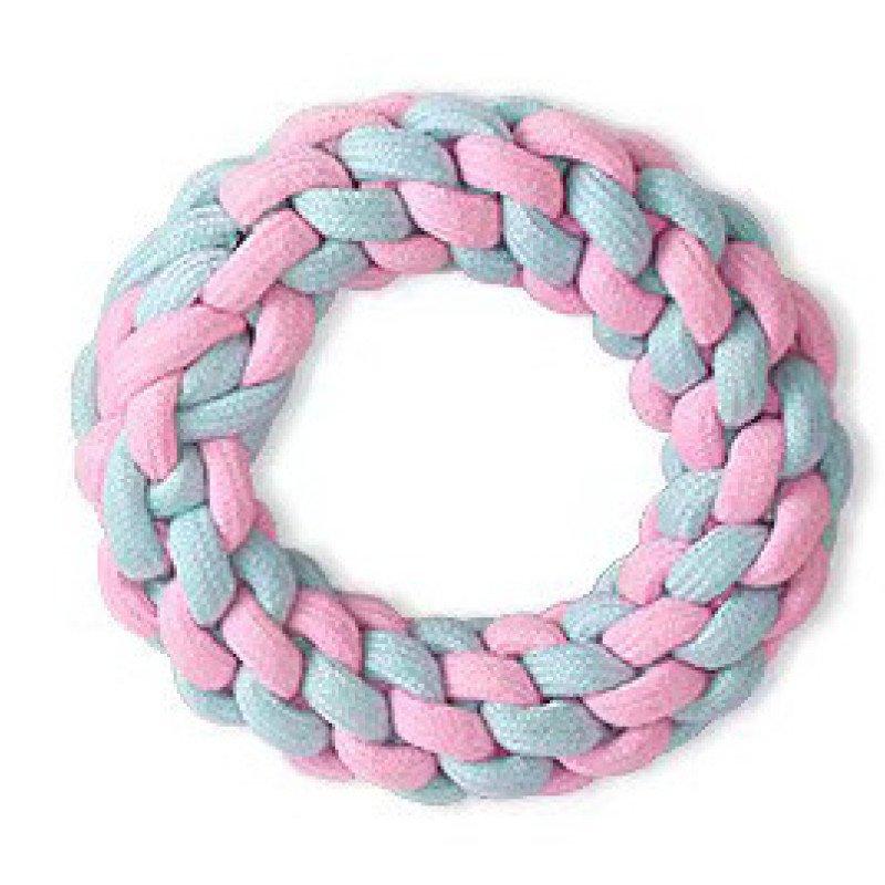 Pet candy-colored rope toy, dog bite-resistant teeth cleaning, pet rope two-color cotton ball