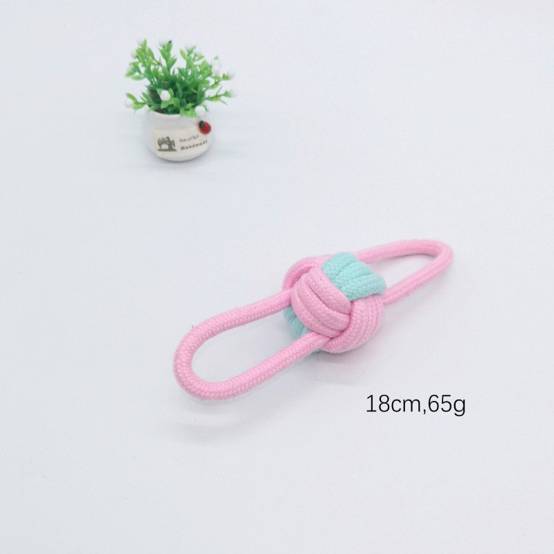 Pet candy-colored rope toy, dog bite-resistant teeth cleaning, pet rope two-color cotton ball