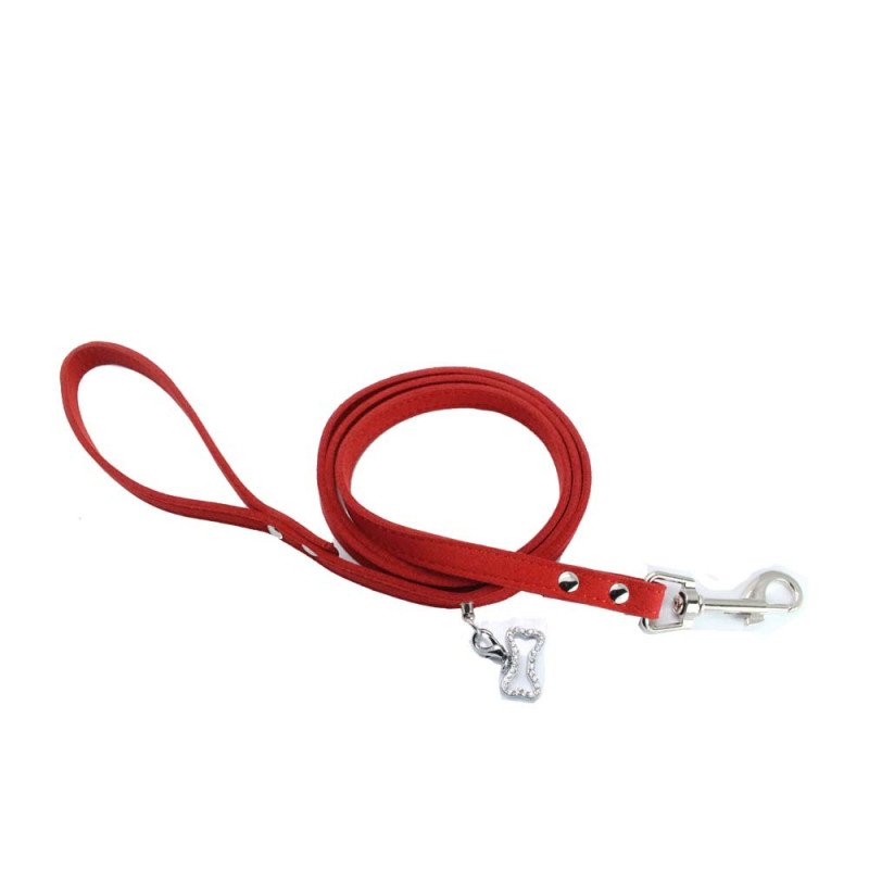 Double-sided cowhide leash rhinestone bone durable pet leash dog leash