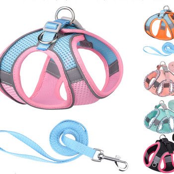 Vest style pet harness reflective breathable dog leash small and medium cat leash