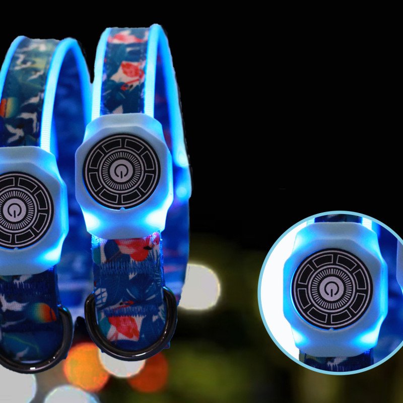 Traction-type dog walking light luminous collar Rechargeable multi-function flash collar