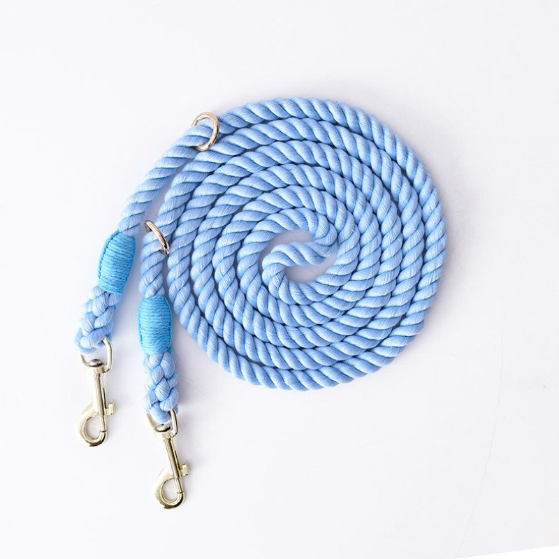 Colorful pure cotton rope pet dog leash collar set for medium and large dogs