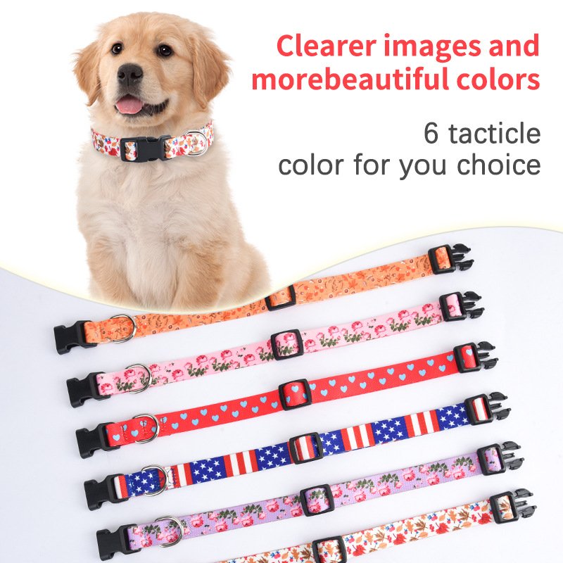 Printed flower pet collar x medium and large dog collar