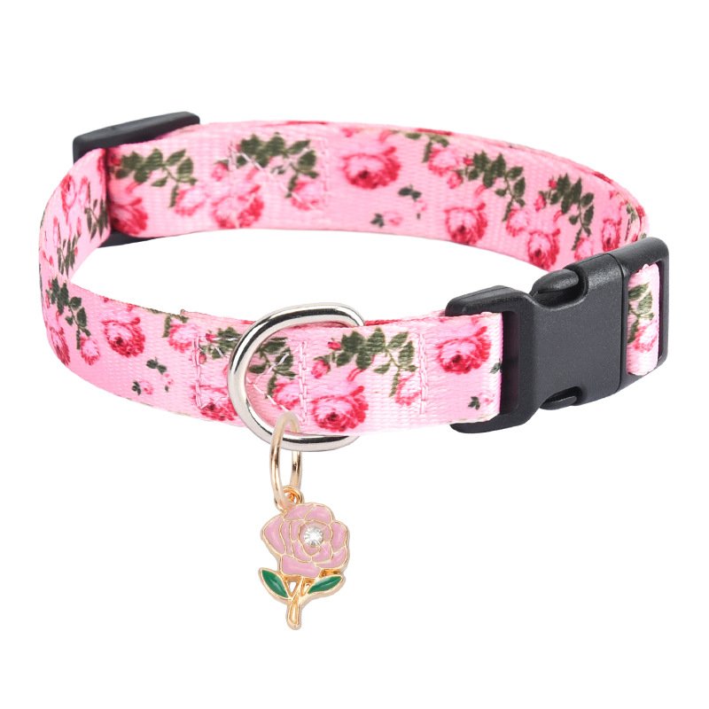 Printed flower pet collar x medium and large dog collar