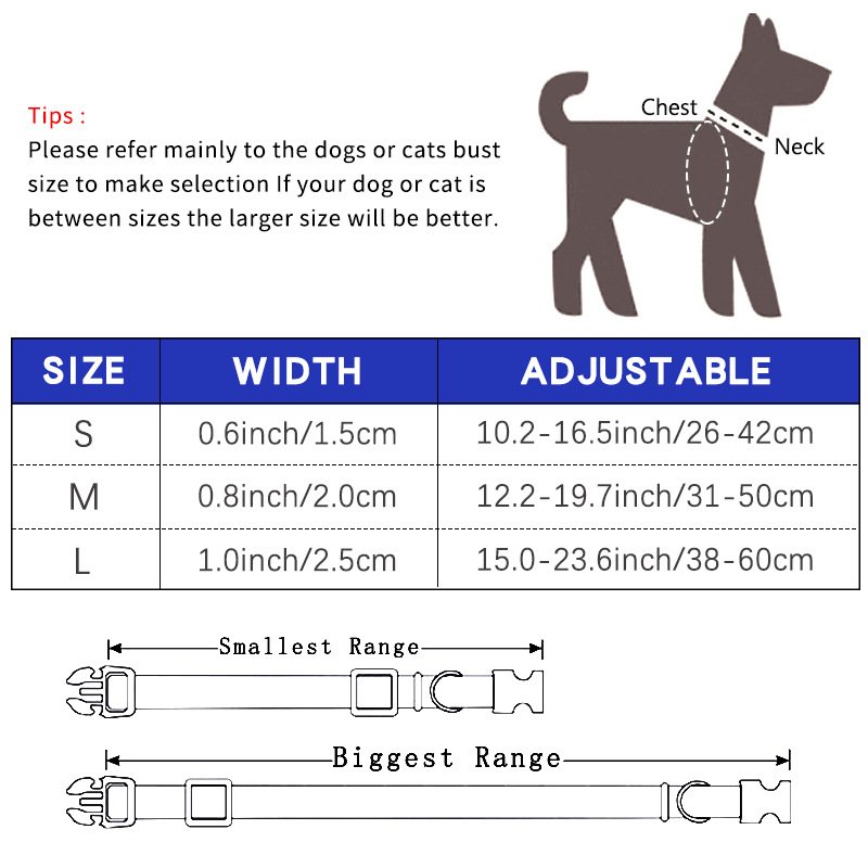 Printed flower pet collar x medium and large dog collar